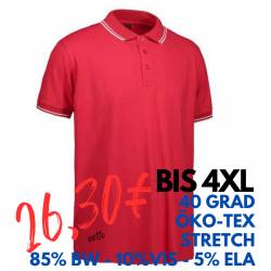 ARBEITS-POLO-SHIRT HERREN | Stretch Kontrast 522 von ID / Farbe: rot / 85% BAUMWOLLE 10% VISKOSE 5% ELASTHAN - | MEIN-KA