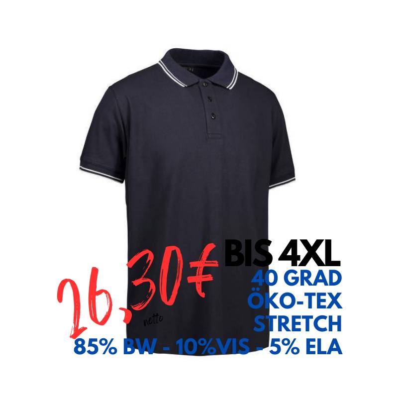 ARBEITS-POLO-SHIRT HERREN | Stretch Kontrast 522 von ID / Farbe: navy / 85% BAUMWOLLE 10% VISKOSE 5% ELASTHAN | MEIN-KASACK.de - KASACK - KASACKS