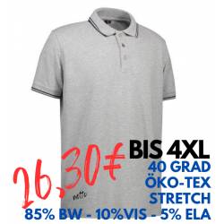 ARBEITS-POLO-SHIRT HERREN | Stretch Kontrast 522 von ID / Farbe: grau / 85% BAUMWOLLE 10% VISKOSE 5% ELASTHAN - | MEIN-K