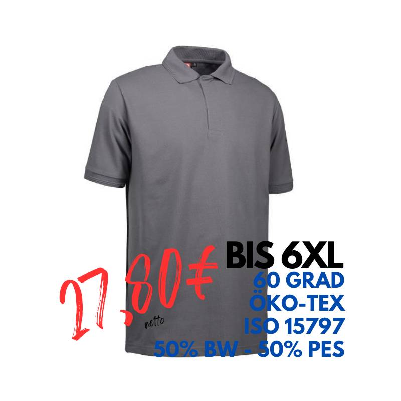 ARBEITS-POLO-SHIRT HERREN | PRO Wear 330 von ID / Farbe: grau / 50% BAUMWOLLE 50% POLYESTER | MEIN-KASACK.de - KASACK - KASACKS