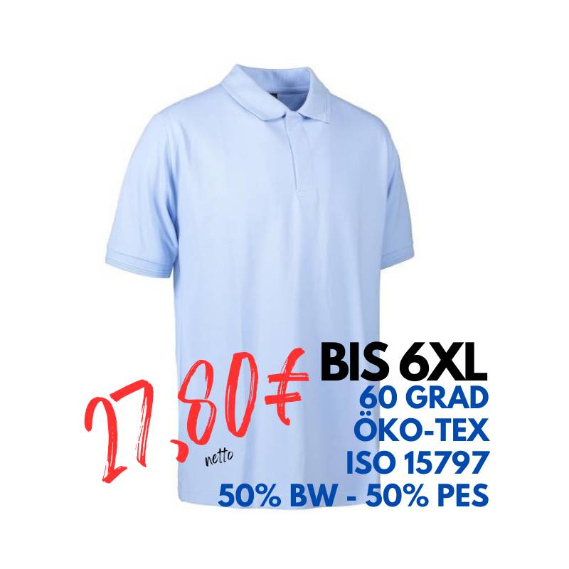 ARBEITS-POLO-SHIRT HERREN | PRO Wear 330 von ID / Farbe: hellblau / 50% BAUMWOLLE 50% POLYESTER | MEIN-KASACK.de - KASACK - KASACKS