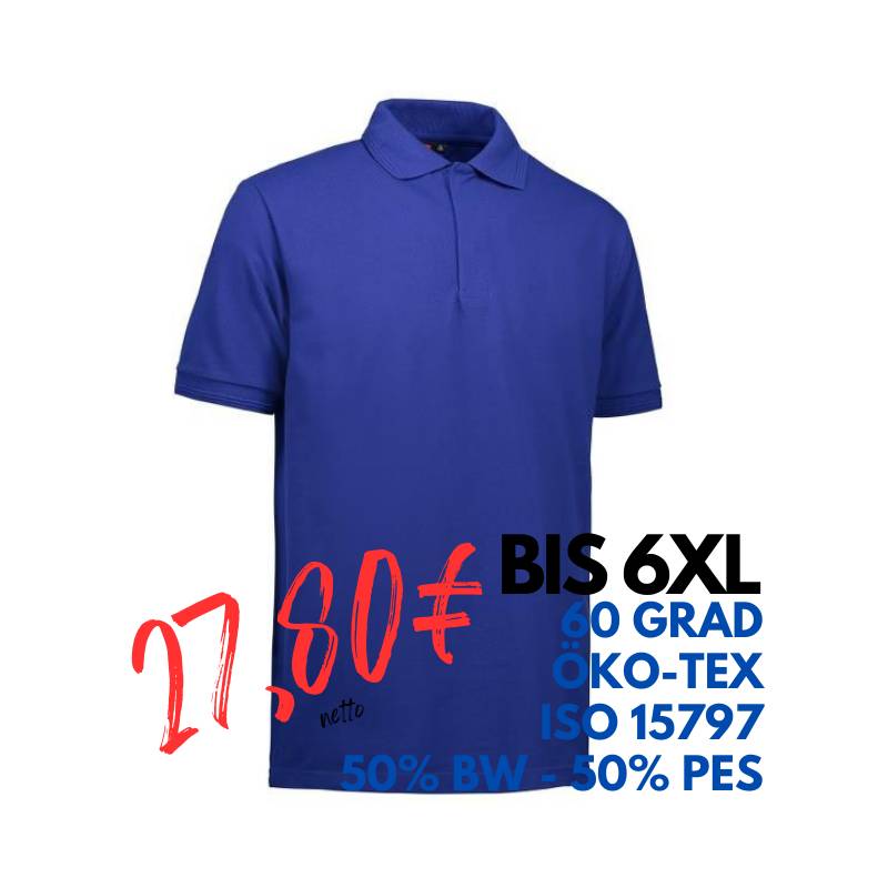 ARBEITS-POLO-SHIRT HERREN | PRO Wear 330 von ID / Farbe: königsblau / 50% BAUMWOLLE 50% POLYESTER | MEIN-KASACK.de - KASACK - KASACKS