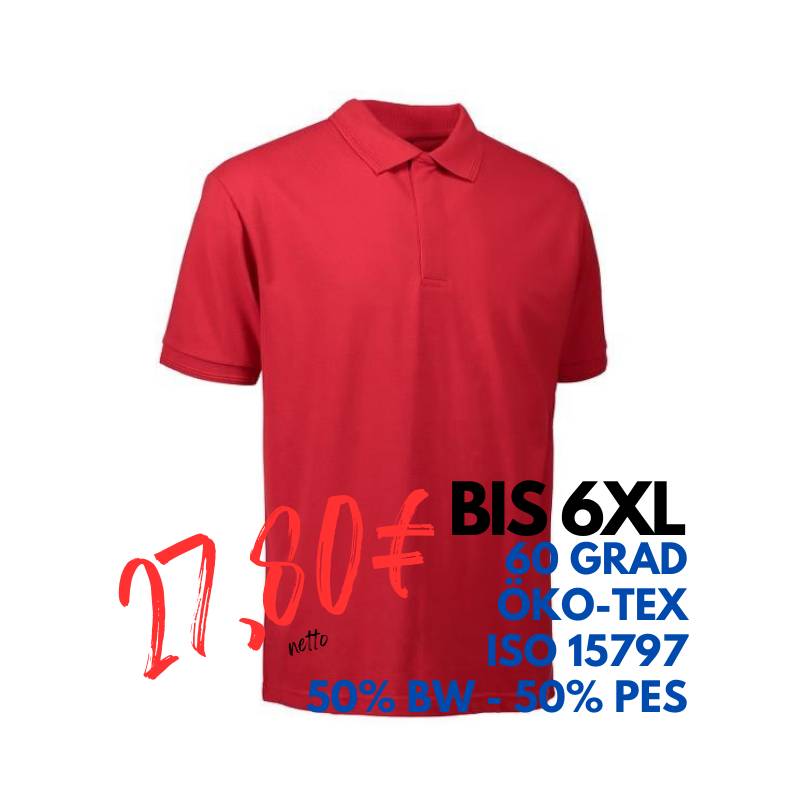 ARBEITS-POLO-SHIRT HERREN | PRO Wear 330 von ID / Farbe: rot / 50% BAUMWOLLE 50% POLYESTER | MEIN-KASACK.de - KASACK - KASACKS