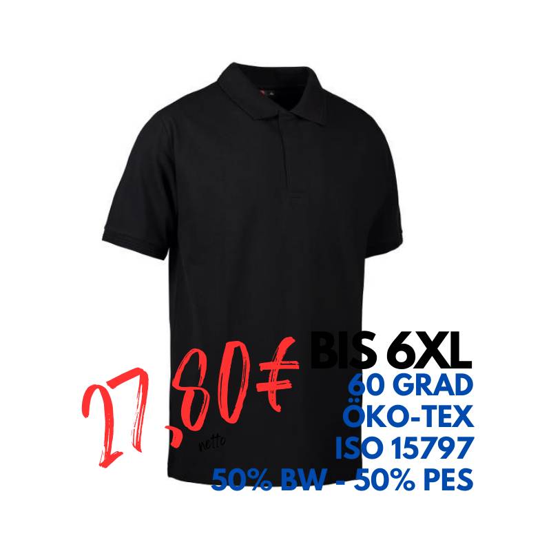 ARBEITS-POLO-SHIRT HERREN | PRO Wear 330 von ID / Farbe: schwarz / 50% BAUMWOLLE 50% POLYESTER | MEIN-KASACK.de - KASACK - KASACKS