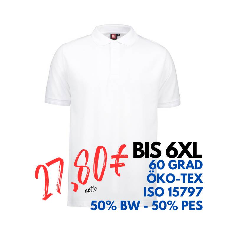 ARBEITS-POLO-SHIRT HERREN | PRO Wear 330 von ID / Farbe: weiß / 50% BAUMWOLLE 50% POLYESTER | MEIN-KASACK.de - KASACK - KASACKS