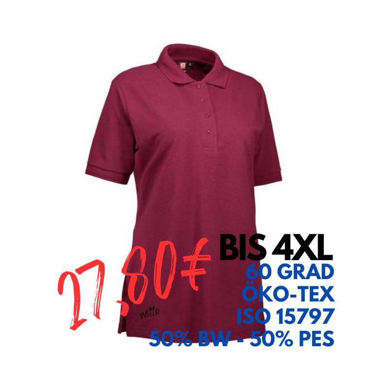 ARBEITS-POLO-SHIRT DAMEN | PRO Wear 321 von ID / Farbe: bordeaux / 50% BAUMWOLLE 50% POLYESTER | MEIN-KASACK.de - KASACK - KASACKS