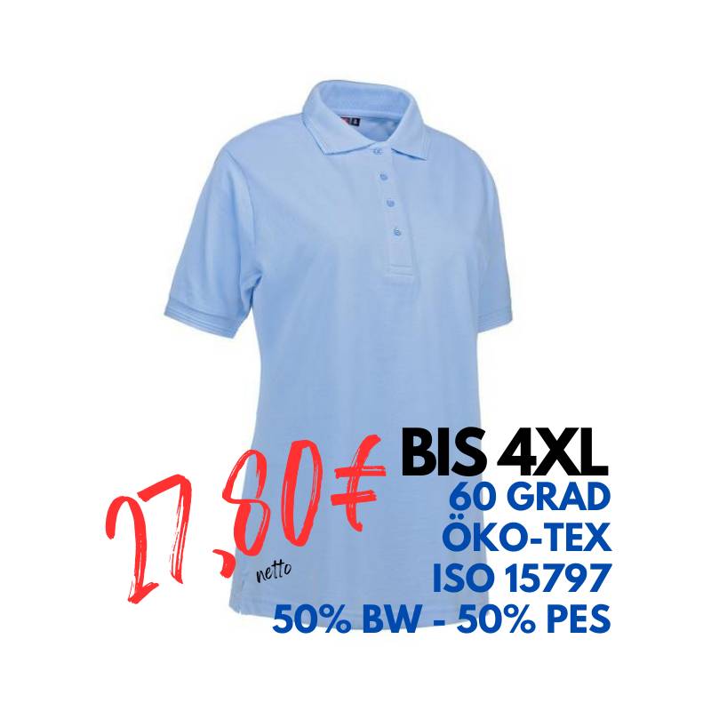 ARBEITS-POLO-SHIRT DAMEN | PRO Wear 321 von ID / Farbe: hellblau / 50% BAUMWOLLE 50% POLYESTER | MEIN-KASACK.de - KASACK - KASACKS