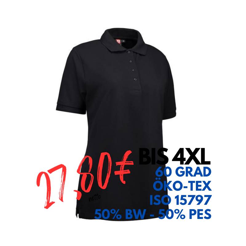 ARBEITS-POLO-SHIRT DAMEN | PRO Wear 321 von ID / Farbe: schwarz / 50% BAUMWOLLE 50% POLYESTER | MEIN-KASACK.de - KASACK - KASACKS