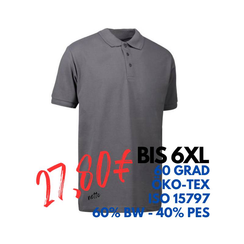 ARBEITS-POLO-SHIRT HERREN | PRO Wear 324 von ID / Farbe: grau / 50% BAUMWOLLE 50% POLYESTER | MEIN-KASACK.de - KASACK - KASACKS