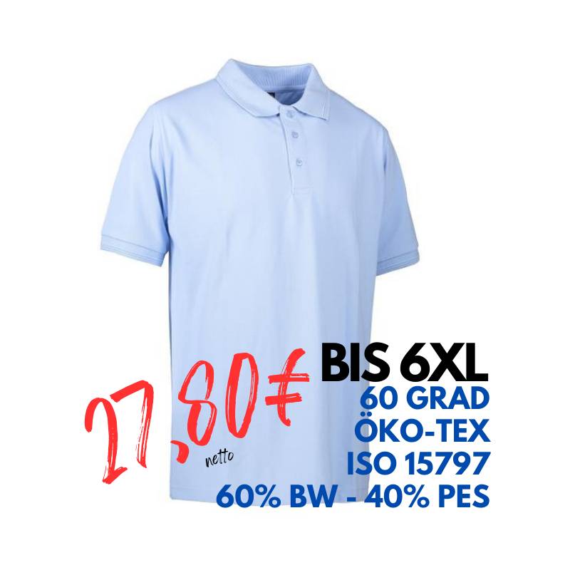 ARBEITS-POLO-SHIRT HERREN | PRO Wear 324 von ID / Farbe: hellblau / 50% BAUMWOLLE 50% POLYESTER | MEIN-KASACK.de - KASACK - KASACKS