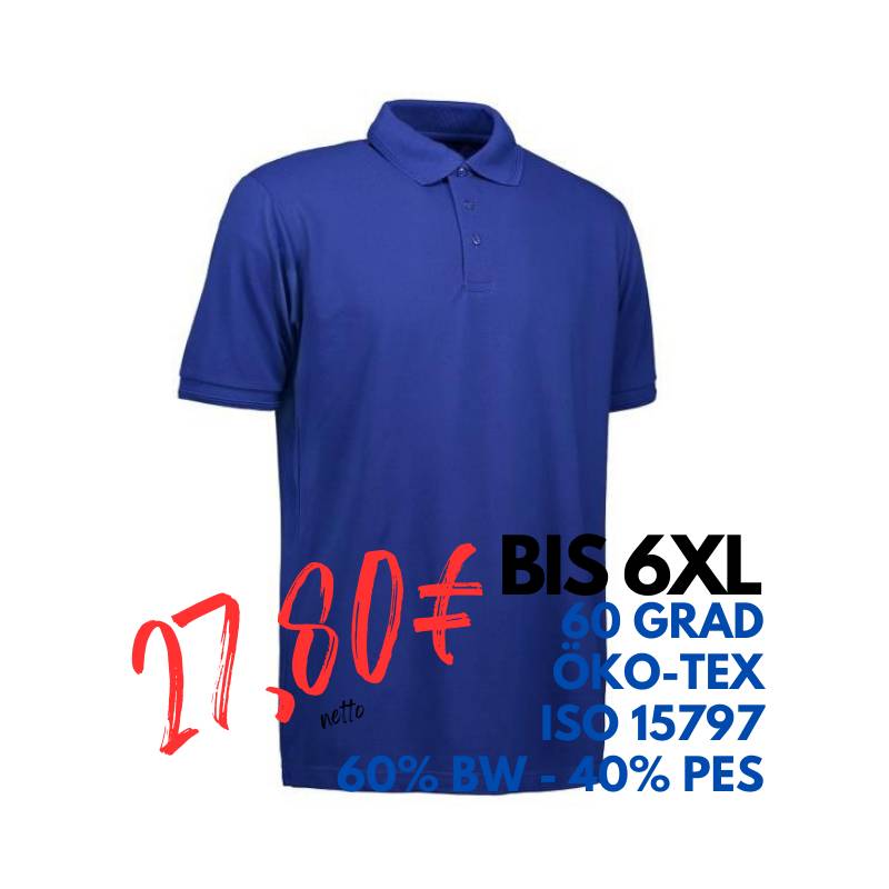 ARBEITS-POLO-SHIRT HERREN | PRO Wear 324 von ID / Farbe: königsblau / 50% BAUMWOLLE 50% POLYESTER | MEIN-KASACK.de - KASACK - KASACKS