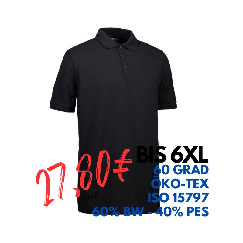 ARBEITS-POLO-SHIRT HERREN | PRO Wear 324 von ID / Farbe: schwarz / 50% BAUMWOLLE 50% POLYESTER | MEIN-KASACK.de - KASACK - KASACKS