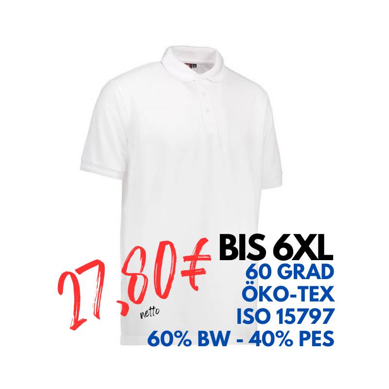 ARBEITS-POLO-SHIRT HERREN | PRO Wear 324 von ID / Farbe: weiß / 50% BAUMWOLLE 50% POLYESTER | MEIN-KASACK.de - KASACK - KASACKS