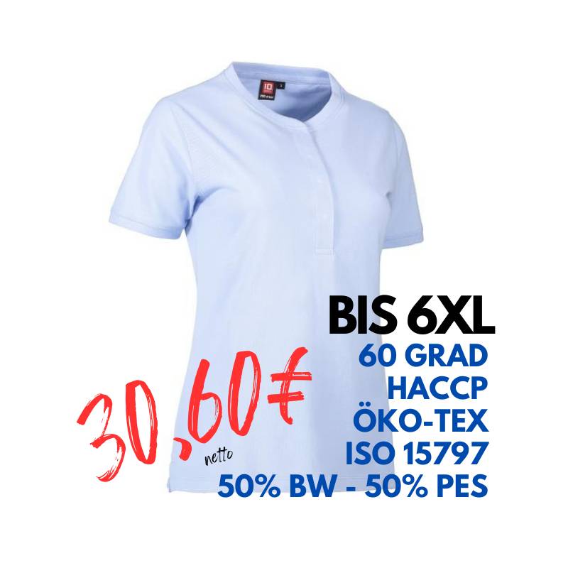 ARBEITS-POLO-SHIRT DAMEN |PRO Wear CARE 375 von ID / Farbe: hellblau / 50% BAUMWOLLE 50% POLYESTER | MEIN-KASACK.de - KASACK - KASACKS