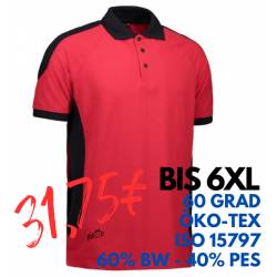 ARBEITS-POLO-SHIRT HERREN | PRO Wear Kontrast 322 von ID / Farbe: rot / 50% BAUMWOLLE 50% POLYESTER - | MEIN-KASACK.de |