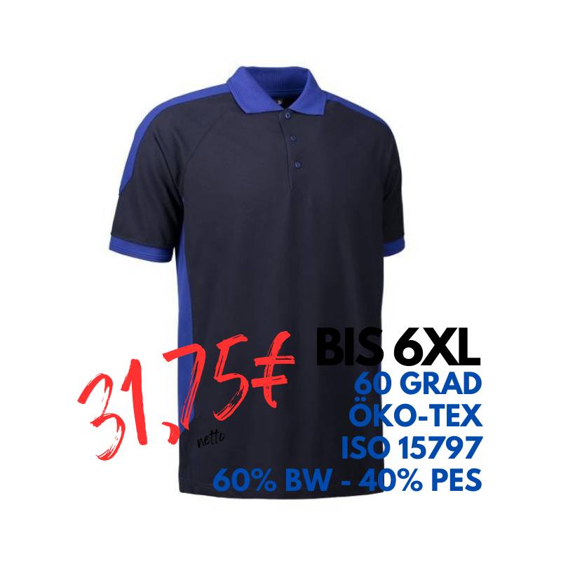 ARBEITS-POLO-SHIRT HERREN | PRO Wear Kontrast 322 von ID / Farbe: navy / 50% BAUMWOLLE 50% POLYESTER | MEIN-KASACK.de - KASACK - KASACKS