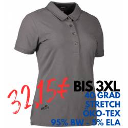 ARBEITS-POLO-SHIRT DAMEN | Business Stretch 535 von ID / Farbe: grau / 95% BAUMWOLLE 5% ELASTANE - | MEIN-KASACK.de | ka