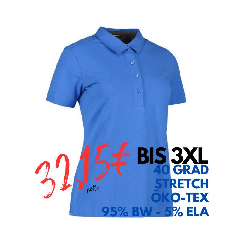 ARBEITS-POLO-SHIRT DAMEN | Business Stretch 535 von ID / Farbe: azur / 95% BAUMWOLLE 5% ELASTANE | MEIN-KASACK.de - KASACK - KASACKS