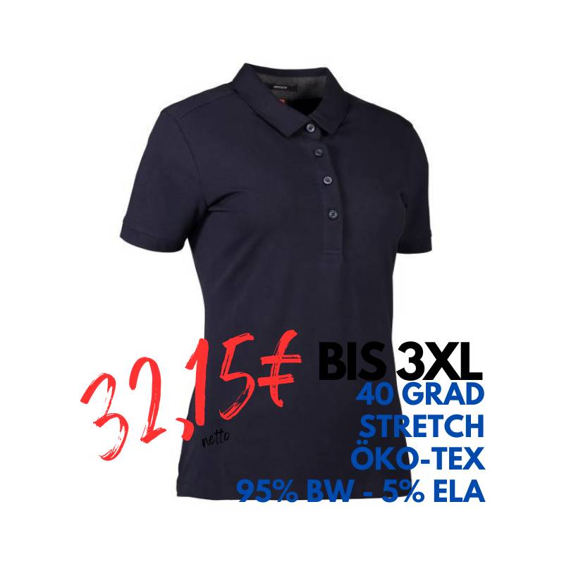 ARBEITS-POLO-SHIRT DAMEN | Business Stretch 535 von ID / Farbe: navy / 95% BAUMWOLLE 5% ELASTANE | MEIN-KASACK.de - KASACK - KASACKS