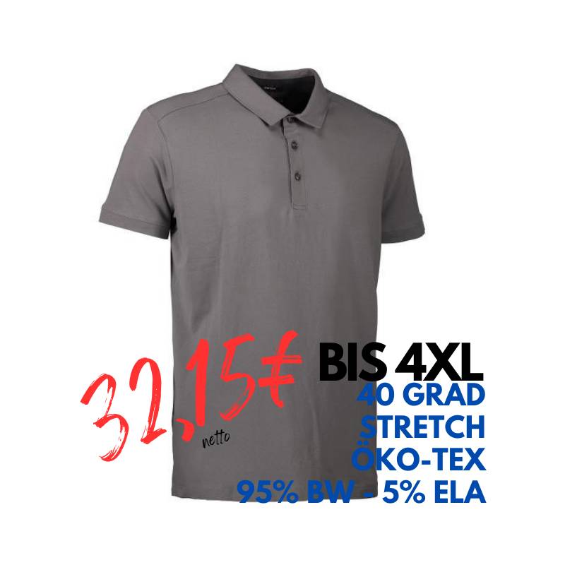 ARBEITS-POLO-SHIRT HERREN | Business  Stretch 534 von ID / Farbe: grau/ 95% BAUMWOLLE 5% ELASTANE | MEIN-KASACK.de - KASACK - KASACKS