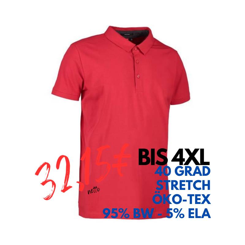 ARBEITS-POLO-SHIRT HERREN | Business  Stretch 534 von ID / Farbe: rot / 95% BAUMWOLLE 5% ELASTANE | MEIN-KASACK.de - KASACK - KASACKS