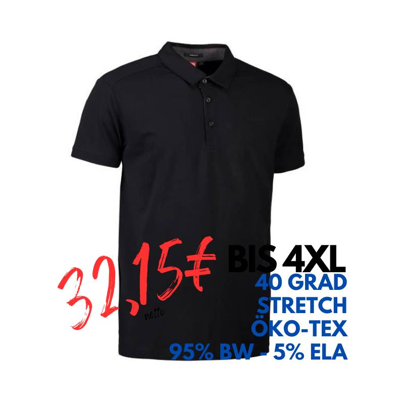 ARBEITS-POLO-SHIRT HERREN | Business  Stretch 534 von ID / Farbe: schwarz / 95% BAUMWOLLE 5% ELASTANE | MEIN-KASACK.de - KASACK - KASACKS