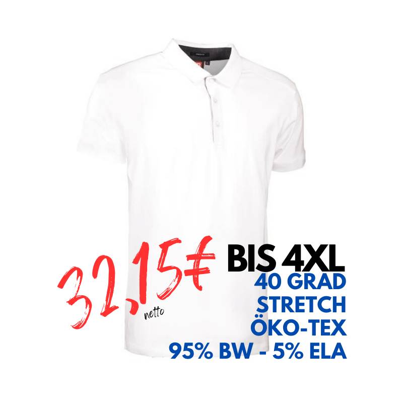 ARBEITS-POLO-SHIRT HERREN | Business  Stretch 534 von ID / Farbe: weiß / 95% BAUMWOLLE 5% ELASTANE | MEIN-KASACK.de - KASACK - KASACKS