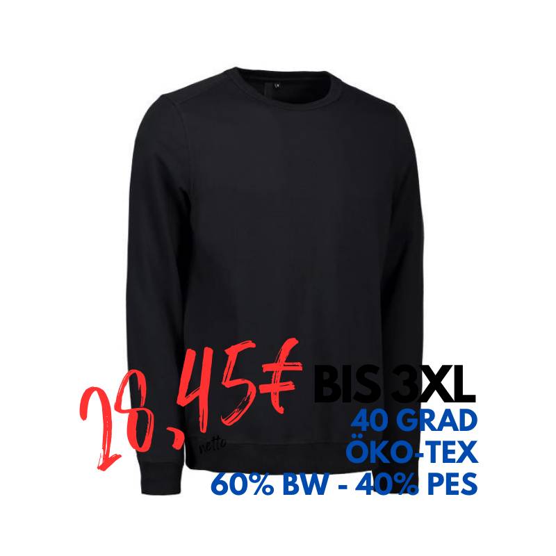 ARBEITS-SWEATSHIRT / ARBEITSPULLOVER HERREN|CORE O-Neck 615 von ID / Farbe: schwarz / 50% BAUMWOLLE 50% POLYESTER | MEIN-KASACK.de - KASACK - KASACKS