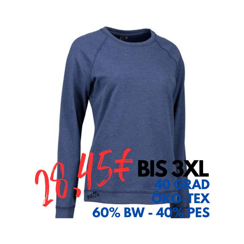 ARBEITS-SWEATSHIRT / ARBEITSPULLOVER DAMEN|CORE O-Neck 616 von ID / Farbe: blau / 50% BAUMWOLLE 50% POLYESTER | MEIN-KASACK.de - KASACK - KASACKS