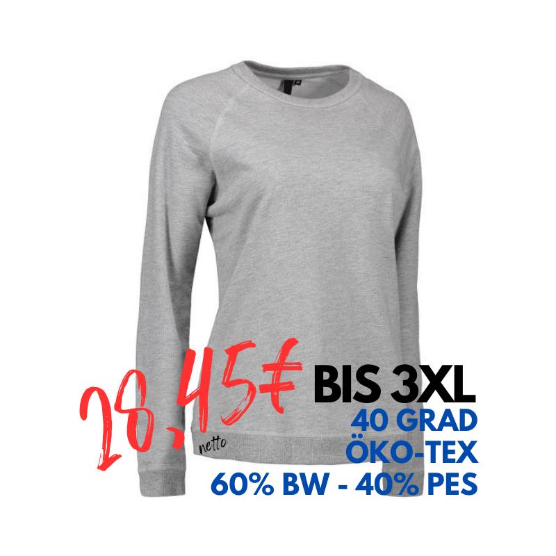 ARBEITS-SWEATSHIRT / ARBEITSPULLOVER DAMEN|CORE O-Neck 616 von ID / Farbe: grau / 50% BAUMWOLLE 50% POLYESTER | MEIN-KASACK.de - KASACK - KASACKS