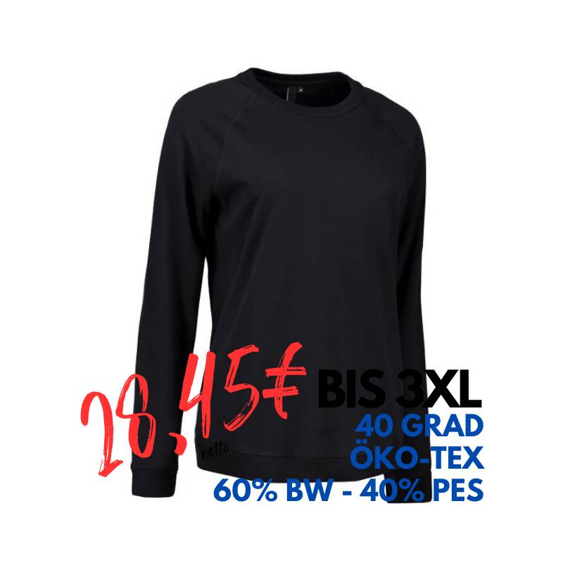 ARBEITS-SWEATSHIRT / ARBEITSPULLOVER DAMEN|CORE O-Neck 616 von ID / Farbe: schwarz / 50% BAUMWOLLE 50% POLYESTER | MEIN-KASACK.de - KASACK - KASACKS