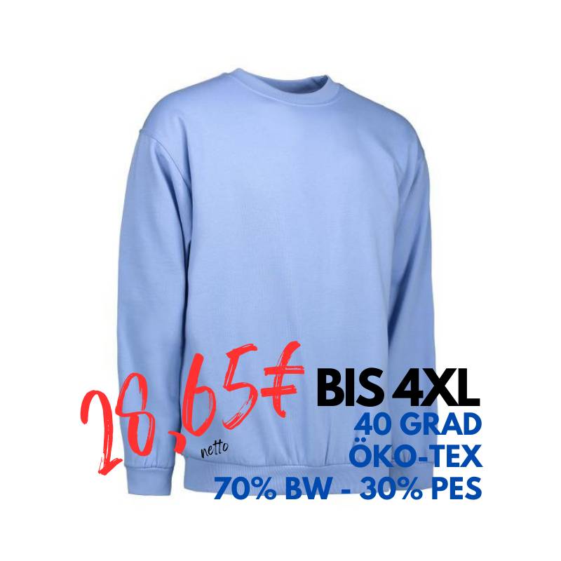 ARBEITS-SWEATSHIRT / ARBEITSPULLOVER HERREN | Classic 600 von ID / Farbe: hellblau / 70% BAUMWOLLE 30% POLYESTER | MEIN-KASACK.de - KASACK - KASACKS