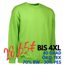 ARBEITS-SWEATSHIRT / ARBEITSPULLOVER HERREN | Classic 600 von ID / Farbe: lime  / 70% BAUMWOLLE 30% POLYESTER - | MEIN-K