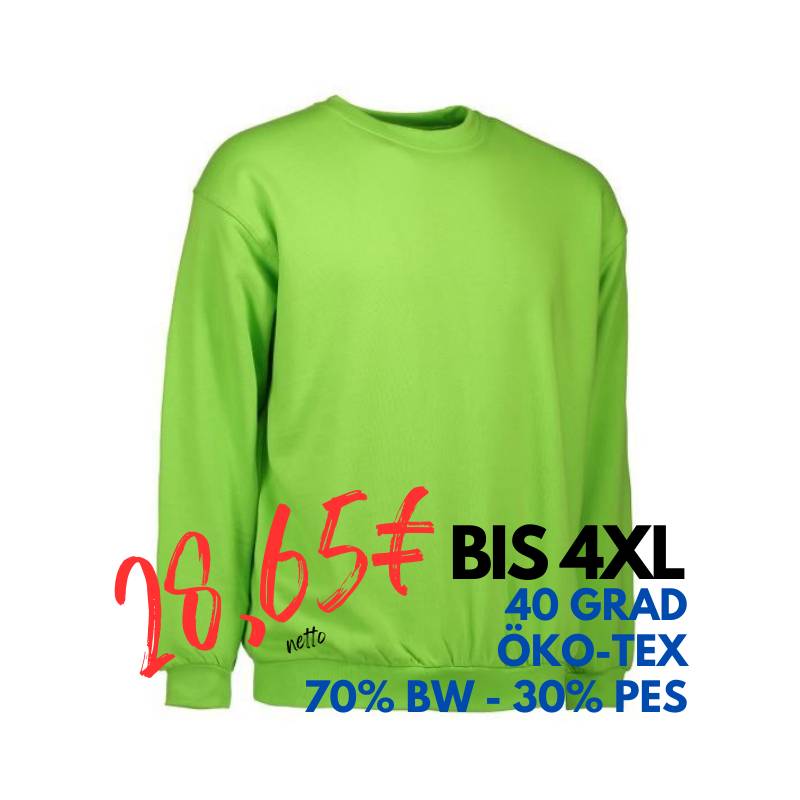 ARBEITS-SWEATSHIRT / ARBEITSPULLOVER HERREN | Classic 600 von ID / Farbe: lime  / 70% BAUMWOLLE 30% POLYESTER | MEIN-KASACK.de - KASACK - KASACKS