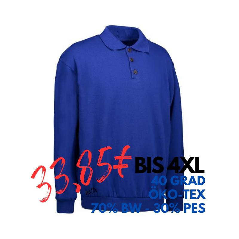 ARBEITS-SWEATSHIRT / ARBEITSPULLOVER HERREN | Classic Polo 601 von ID / Farbe: königsblau / 70% BAUMWOLLE 30% POLYESTER | MEIN-KASACK.de - KASACK - KASACKS