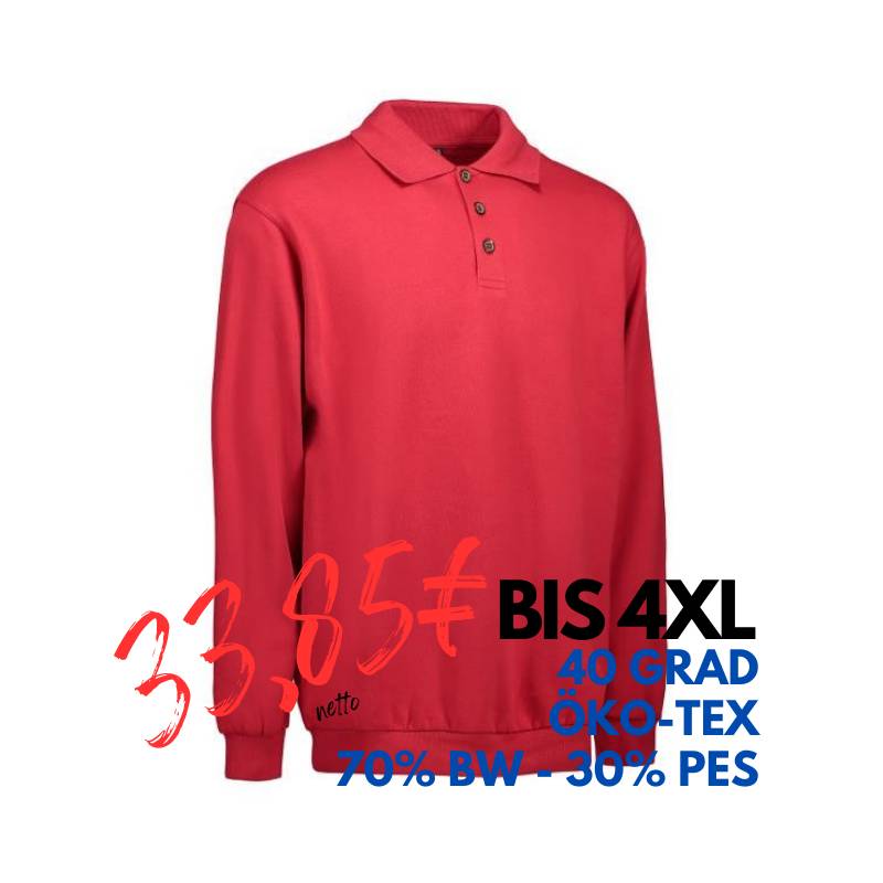 ARBEITS-SWEATSHIRT / ARBEITSPULLOVER HERREN | Classic Polo 601 von ID / Farbe: rot / 70% BAUMWOLLE 30% POLYESTER | MEIN-KASACK.de - KASACK - KASACKS