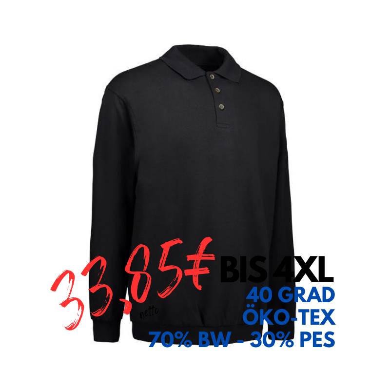 ARBEITS-SWEATSHIRT / ARBEITSPULLOVER HERREN | Classic Polo 601 von ID / Farbe: schwarz / 70% BAUMWOLLE 30% POLYESTER | MEIN-KASACK.de - KASACK - KASACKS