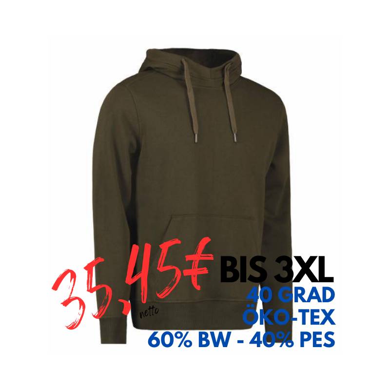 ARBEITS-HOODIE / ARBEITSPULLOVER HERREN | CORE 636 von ID / Farbe: oliv / 60% BAUMWOLLE 40% POLYESTER | MEIN-KASACK.de - KASACK - KASACKS