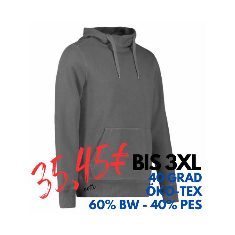 ARBEITS-HOODIE / ARBEITSPULLOVER HERREN | CORE 636 von ID / Farbe: silber grau / 60% BAUMWOLLE 40% POLYESTER | MEIN-KASACK.de - KASACK - KASACKS