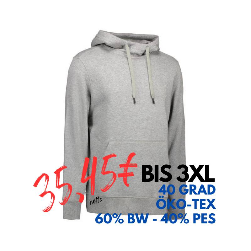 ARBEITS-HOODIE / ARBEITSPULLOVER HERREN | CORE 636 von ID / Farbe: grau-meliert / 60% BAUMWOLLE 40% POLYESTER | MEIN-KASACK.de - KASACK - KASACKS