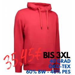 ARBEITS-HOODIE / ARBEITSPULLOVER HERREN | CORE 636 von ID / Farbe: rot / 60% BAUMWOLLE 40% POLYESTER - | MEIN-KASACK.de 