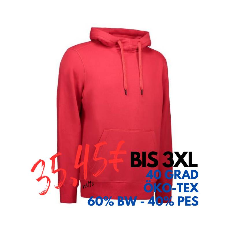 ARBEITS-HOODIE / ARBEITSPULLOVER HERREN | CORE 636 von ID / Farbe: rot / 60% BAUMWOLLE 40% POLYESTER | MEIN-KASACK.de - KASACK - KASACKS