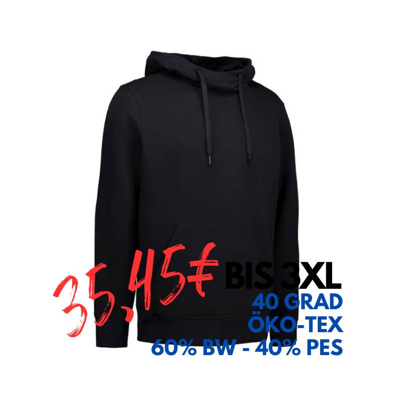 ARBEITS-HOODIE / ARBEITSPULLOVER HERREN | CORE 636 von ID / Farbe: schwarz / 60% BAUMWOLLE 40% POLYESTER | MEIN-KASACK.de - KASACK - KASACKS