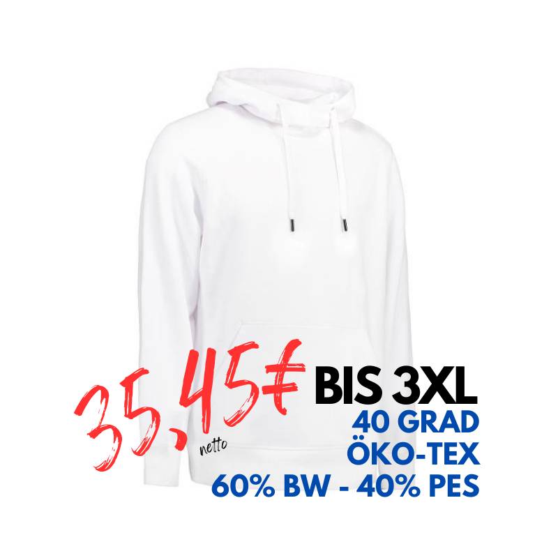 ARBEITS-HOODIE / ARBEITSPULLOVER HERREN | CORE 636 von ID / Farbe: weiß / 60% BAUMWOLLE 40% POLYESTER | MEIN-KASACK.de - KASACK - KASACKS