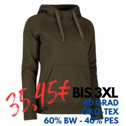 ARBEITS-HOODIE / ARBEITSPULLOVER DAMEN | CORE 637 von ID / Farbe: oliv / 60% BAUMWOLLE 40% POLYESTER - | MEIN-KASACK.de 