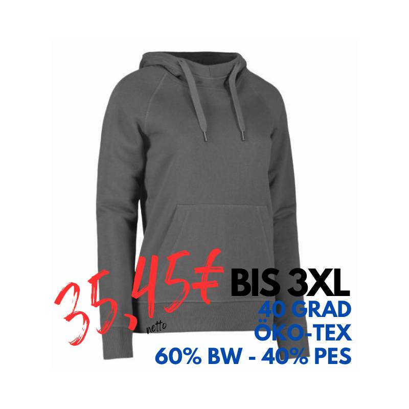 ARBEITS-HOODIE / ARBEITSPULLOVER DAMEN | CORE 637 von ID / Farbe: silber grau / 60% BAUMWOLLE 40% POLYESTER | MEIN-KASACK.de - KASACK - KASACKS