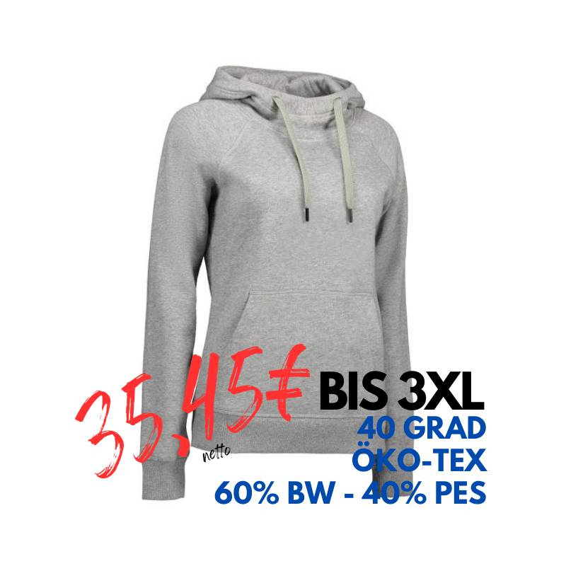 ARBEITS-HOODIE / ARBEITSPULLOVER DAMEN | CORE 637 von ID / Farbe: grau / 60% BAUMWOLLE 40% POLYESTER | MEIN-KASACK.de - KASACK - KASACKS