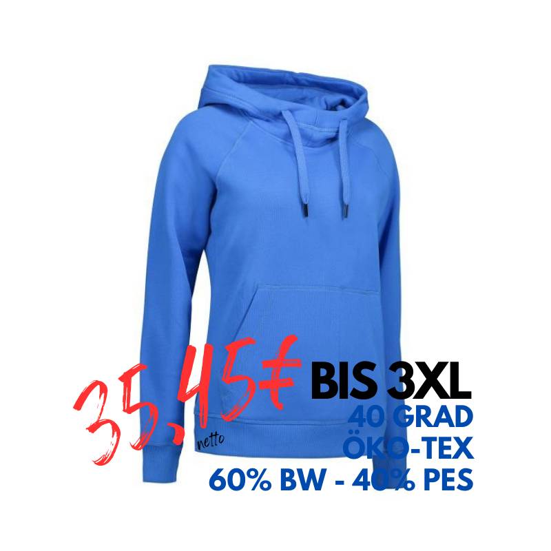 ARBEITS-HOODIE / ARBEITSPULLOVER DAMEN | CORE 637 von ID / Farbe: azur / 60% BAUMWOLLE 40% POLYESTER | MEIN-KASACK.de - KASACK - KASACKS