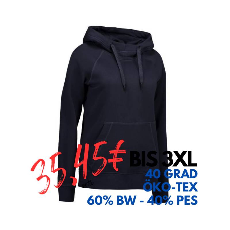 ARBEITS-HOODIE / ARBEITSPULLOVER DAMEN | CORE 637 von ID / Farbe: navy / 60% BAUMWOLLE 40% POLYESTER | MEIN-KASACK.de - KASACK - KASACKS