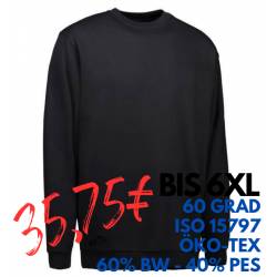 ARBEITS-SWEATSHIRT / ARBEITSPULLOVER HERREN | PRO Wear Classic 360 von ID / Farbe: schwarz / 60% BAUMWOLLE 40% POLYESTER